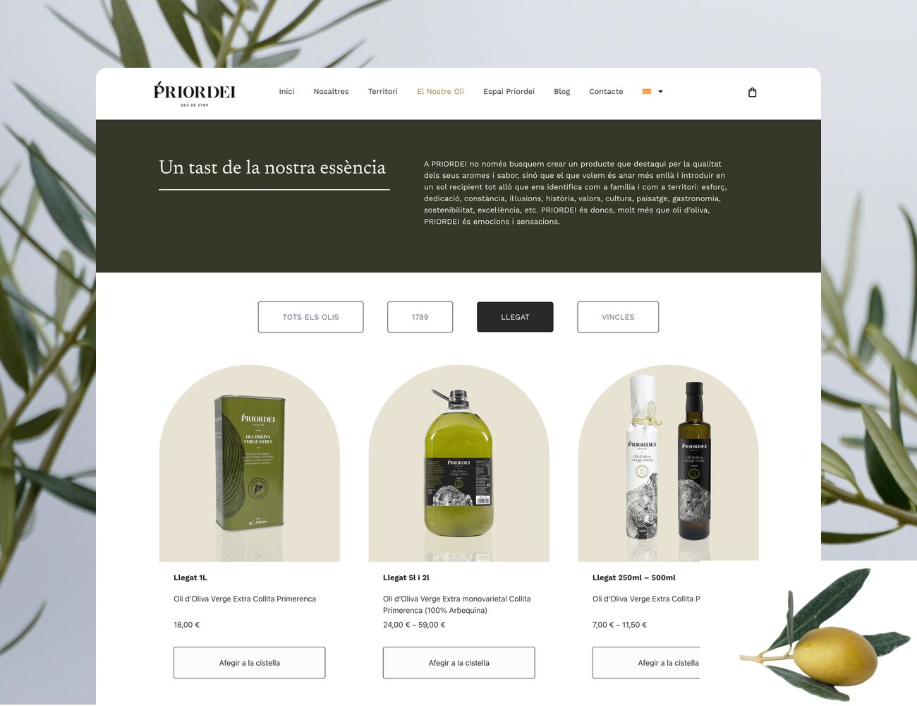 Proyecto PRIORDEI — rediseño e-commerce del aceite