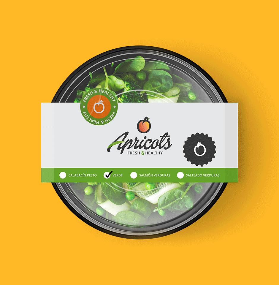 Proyecto APRICOTS — branding y packaging de restaurante fast-casual
