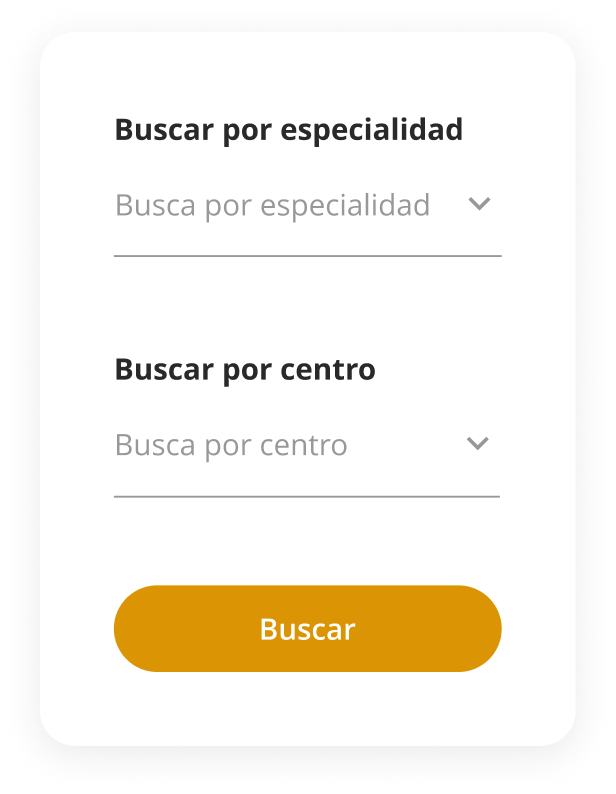 Buscar por especialidad o por centro