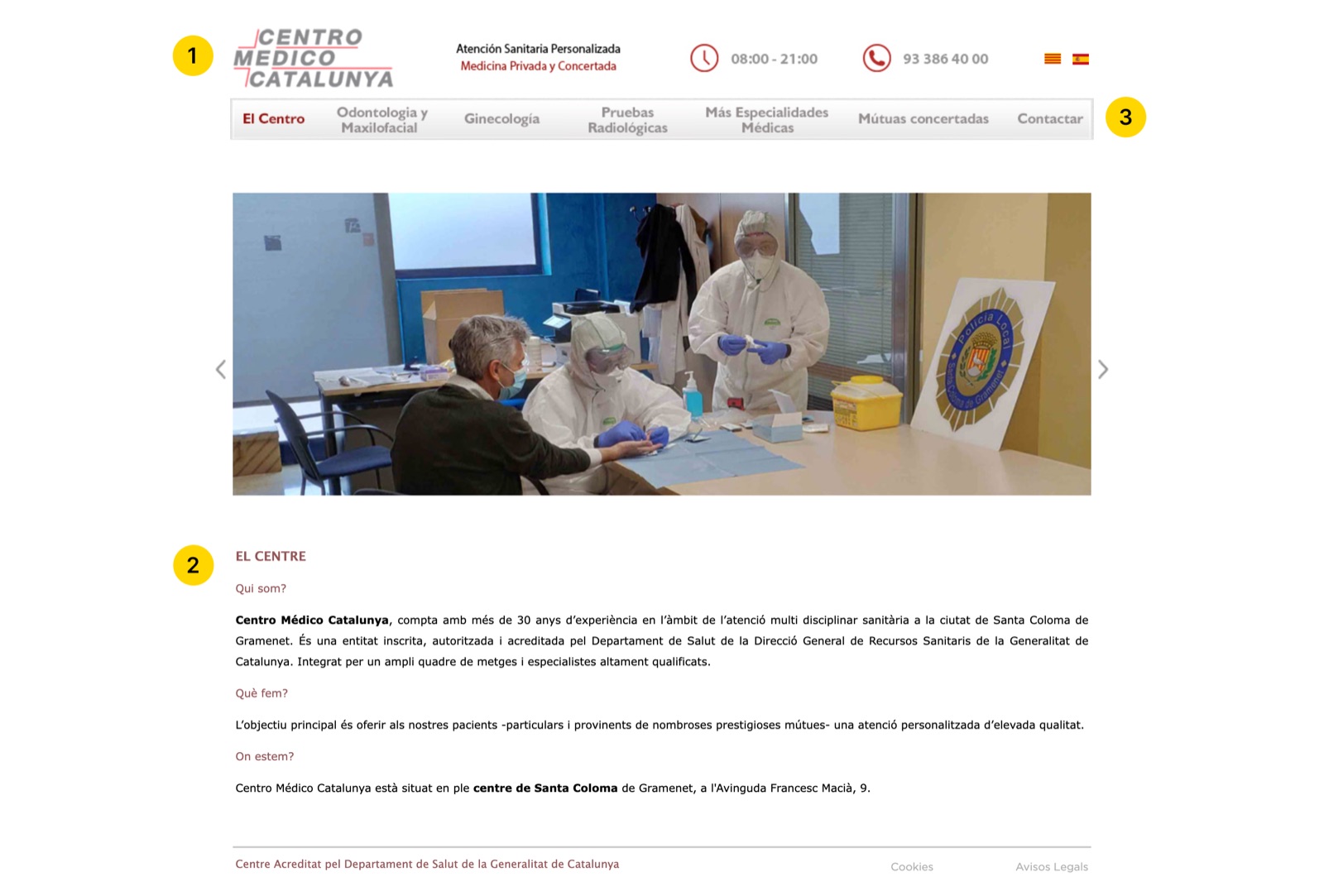 Web original de Centro Médico Catalunya — captura del sitio antiguo