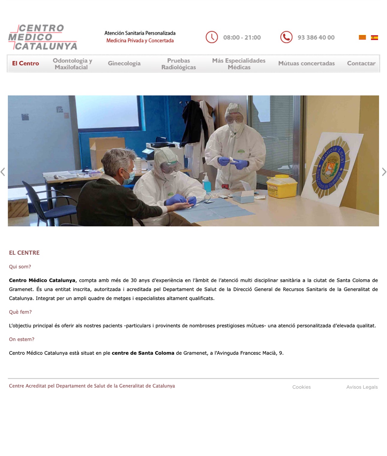 Web original de Centro Médico Catalunya (antes)