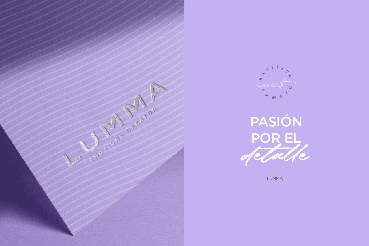 Aplicación de marca de LUMMA con el claim «Pasión por el detalle».