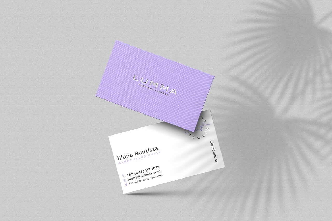 Papelería y tarjetas de presentación de LUMMA.