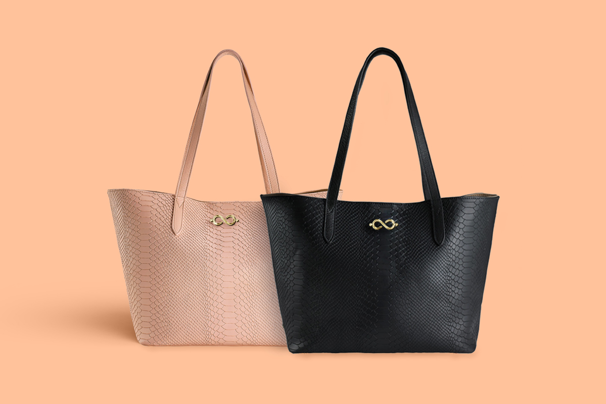Bolsos de piel de Maia en tonos natural y negro.
