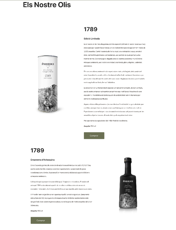 Catálogo antiguo de Priordei — feed vertical de un solo producto