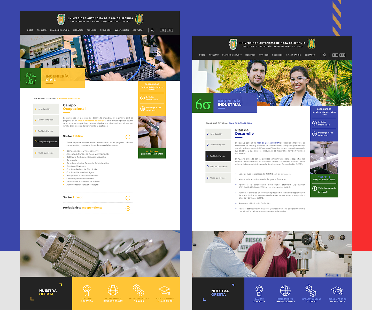 Páginas de Ingeniería Civil del portal UABC FIAD.